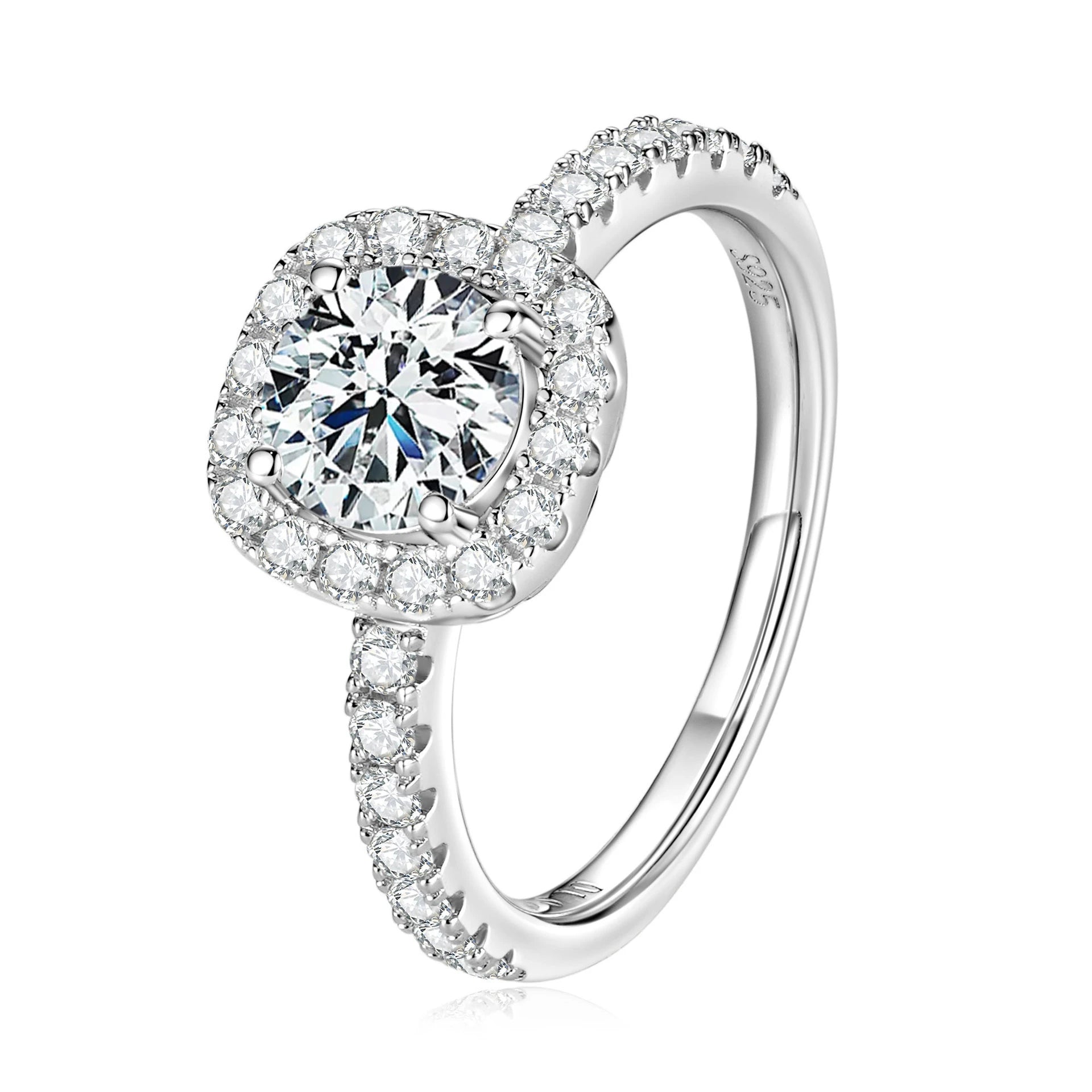 The Aura "Sugarloaf" Ring | 1.0ct & 2.0ct Square Halo Moissanite