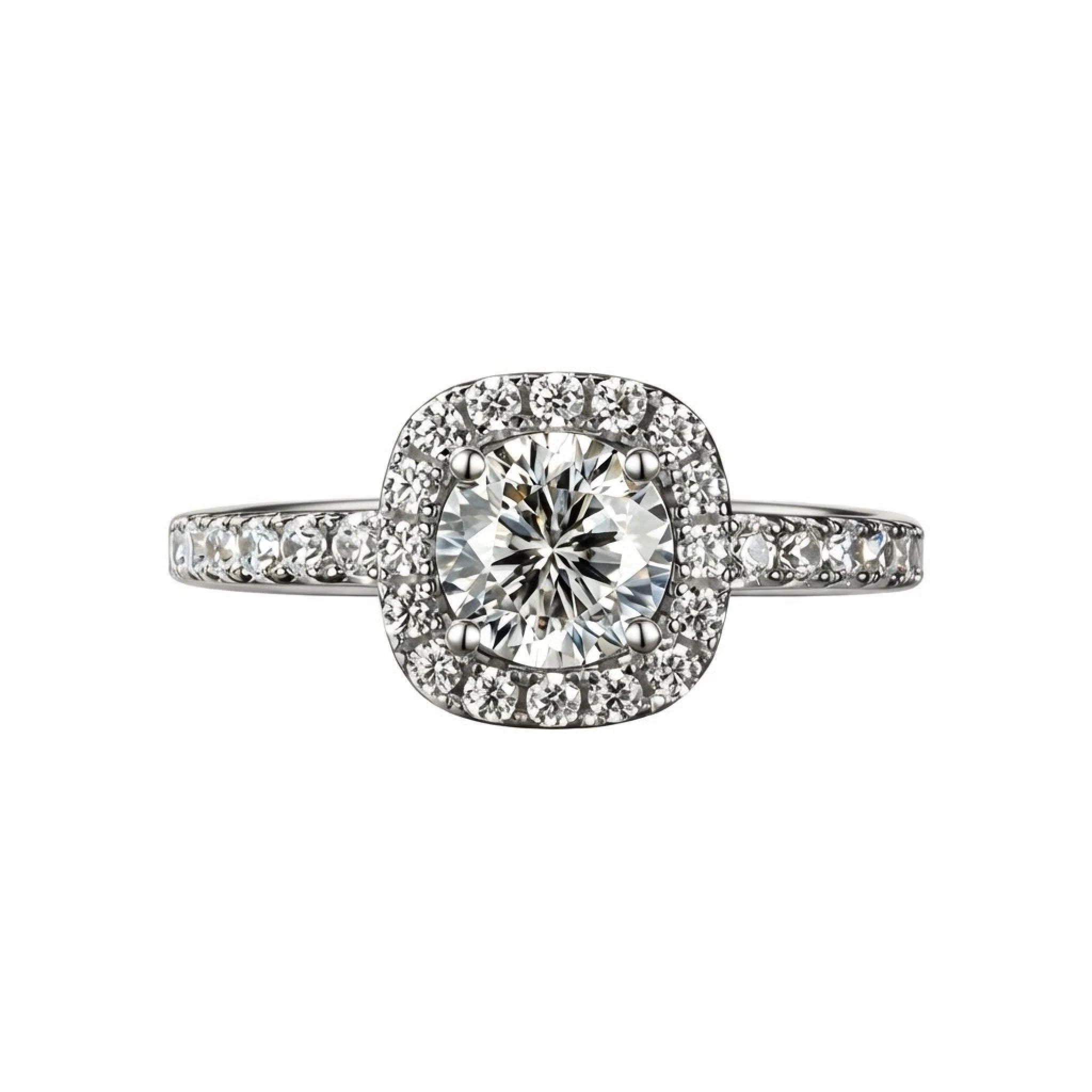 The Aura "Sugarloaf" Ring | 1.0ct & 2.0ct Square Halo Moissanite