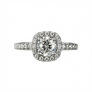 The Aura "Sugarloaf" Ring | 1.0ct & 2.0ct Square Halo Moissanite