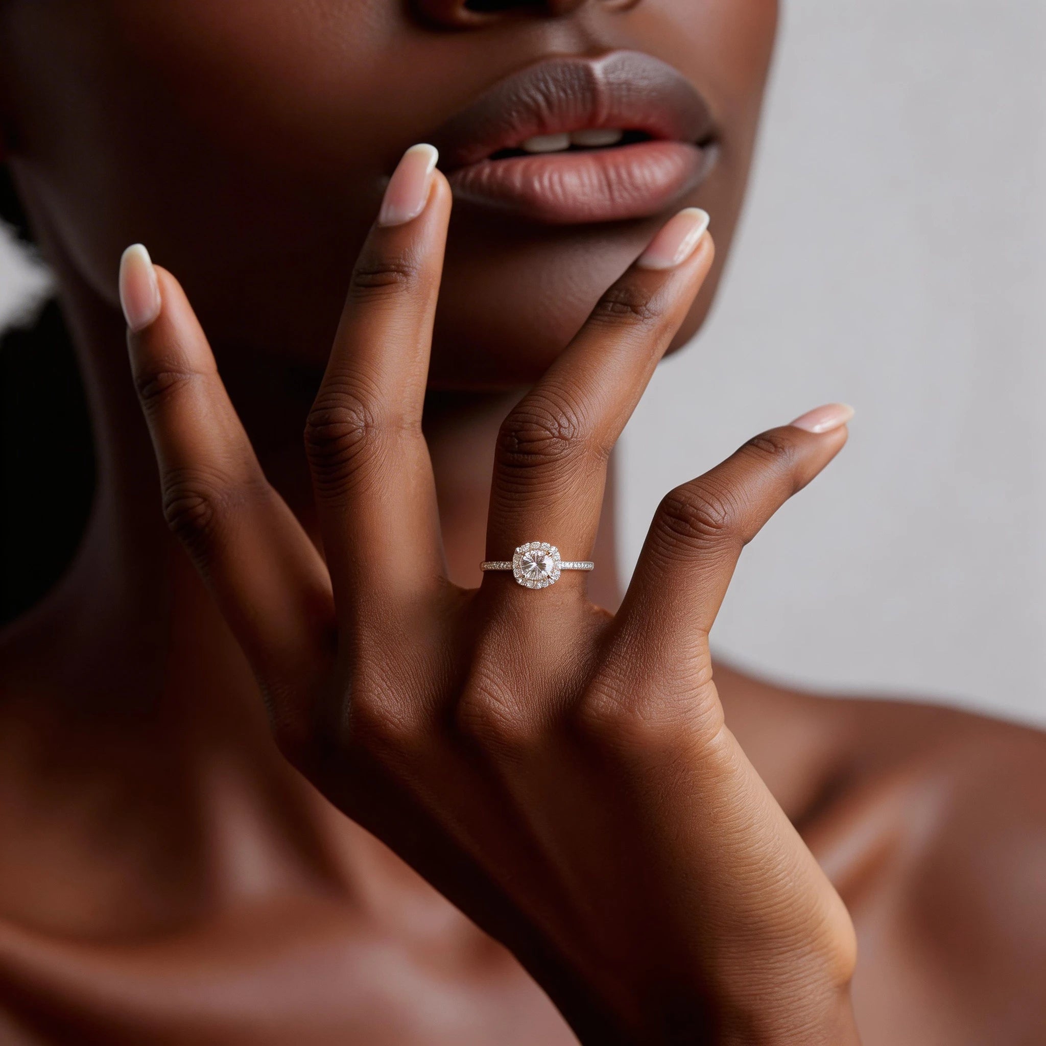 The Aura "Sugarloaf" Ring | 1.0ct & 2.0ct Square Halo Moissanite