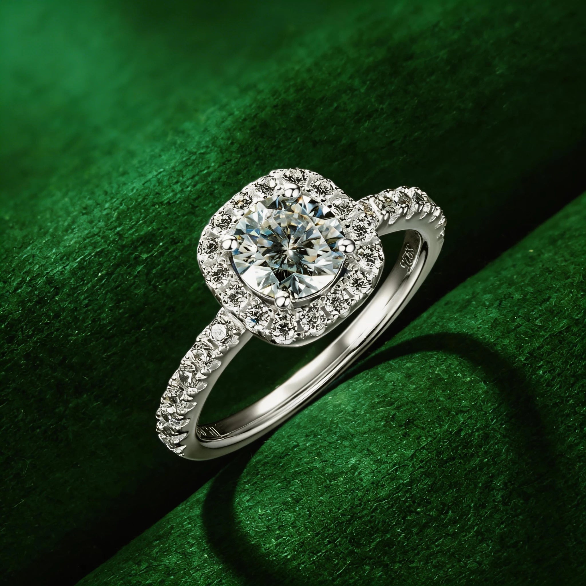 The Aura "Sugarloaf" Ring | 1.0ct & 2.0ct Square Halo Moissanite