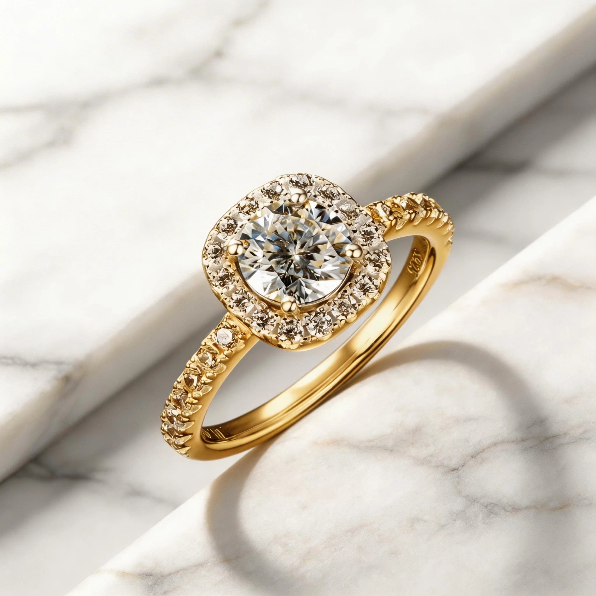 The Aura "Sugarloaf" Ring | 1.0ct & 2.0ct Square Halo Moissanite
